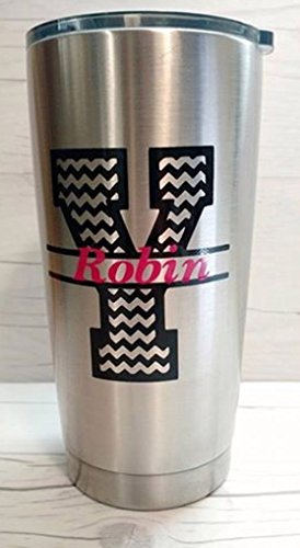 Custom Chevron Monogram Initial Vinyl Decal for Yeti Rambler, RTIC, Ozark Trails,Tumbler