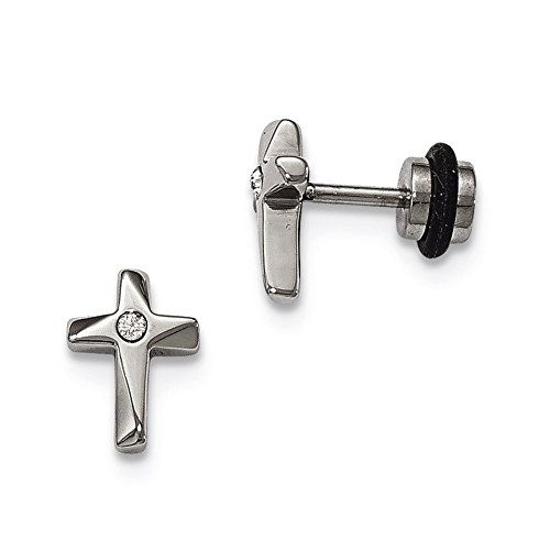 Algopix Similar Product 11 - Stainless Steel Polished CZ Cross Post