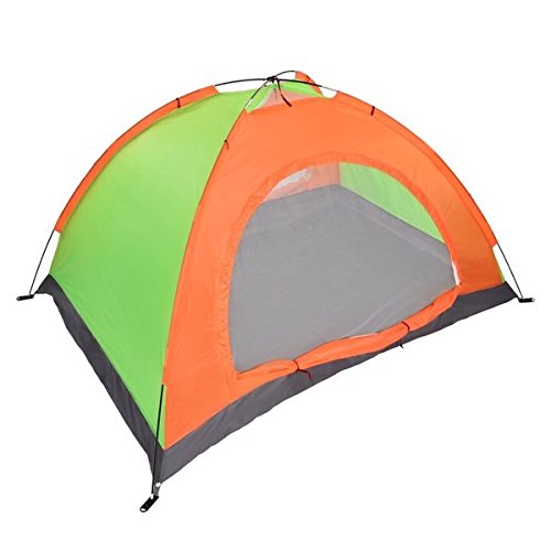 Double-Layer Tent - SODIAL(R) Folding Double-Layer Waterproof 2 Persons Tent Orange+Green - Image 3