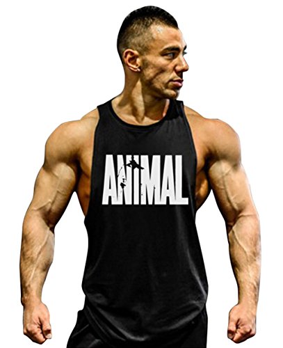 Gillbro Mens GYM Muscle Workout T-Shirt Bodybuilding Tank Top Animal Pattern