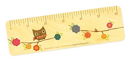 Algopix Similar Product 19 - Olive Owl Wood BookmarkRuler by Night