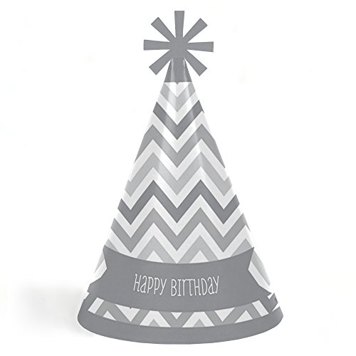 Algopix Similar Product 15 - Chevron Gray  Cone Happy Birthday