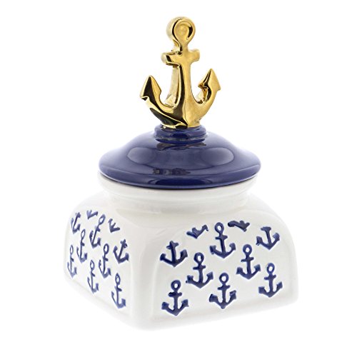 Algopix Similar Product 9 - Benzara Anchor Ceramic Small Jar