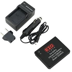 EZOPower Gopro AHDBT-001, AHDBT-002 Lithium-Ion Battery 1100mAh EZCBA31 + Battery Charger with Car Adapter and EU Plug for GoPro HD HERO, GoPro HD HERO2