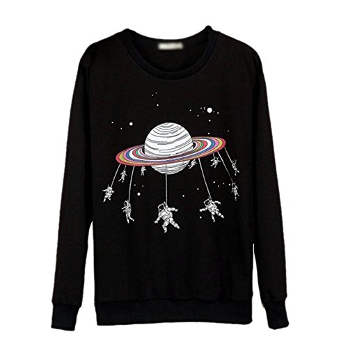 Etosell Women Harajuku Style Saturn Astros T-shirt Raglan Crewneck Long Sleeve