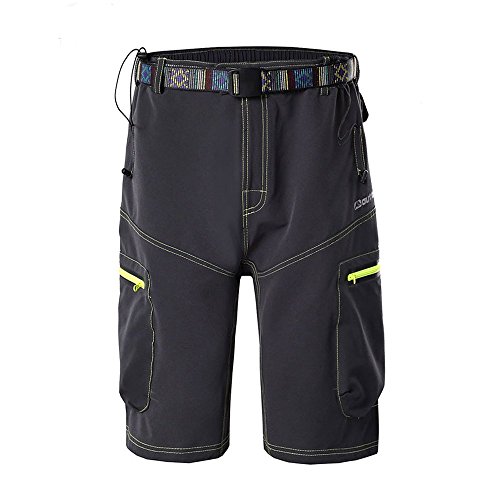 Ynport Men's Fast Dry Loose Fit MTB Shorts Mountain Bike Cycling Pants with Belt(No Padding)