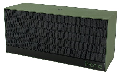iHome iBN27MX NFC Bluetooth Rechargeable Stereo Mini Speaker in Rubberized Finish, Military