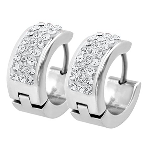 BodyJ4You Huggie Hoop Earring Crystal Stones, Huggies Earrings