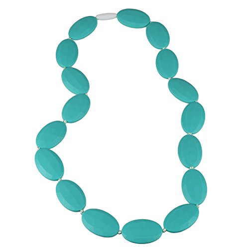 Silicone Teething Necklace with Baby-safe Jewelry By FAVEfemme - Bpa-free, Best Soothing Method, Better Than Baltic Amber, Teething Necklace for Mom (Tropical Turquoise Punch/Teal)