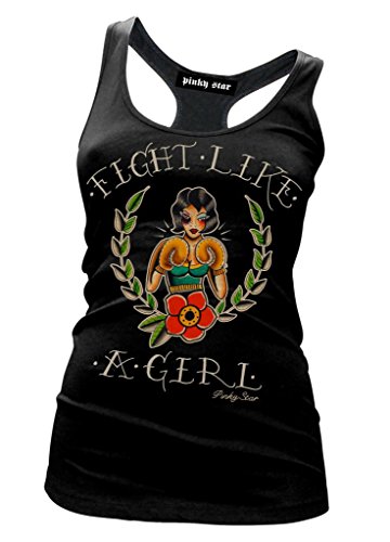 

Women's Pinky Star Fight Like A Girl Racerback Tank Top Black