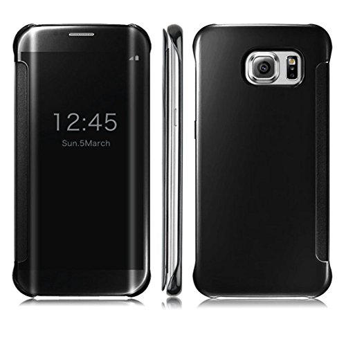 Galaxy S6 Edge Plus Case,DDLBiz Clear View Mirror Flip Smart Case Cover For Samsung Galaxy S6 Edge+Plus (Black)