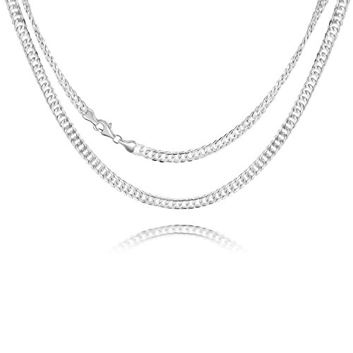 NYE NEIL 925 Sterling Silver Curb Link Chain Necklace for Men 5.0mm,Silver,24 Inches