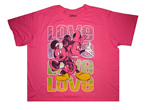 Disney Women's Mickey & Minnie LOVE T-shirt Plus Size Pink