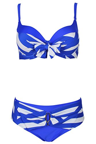 Abary Women Striped 2-Piece Bathing Suit Bowknot Bikini M-4XL