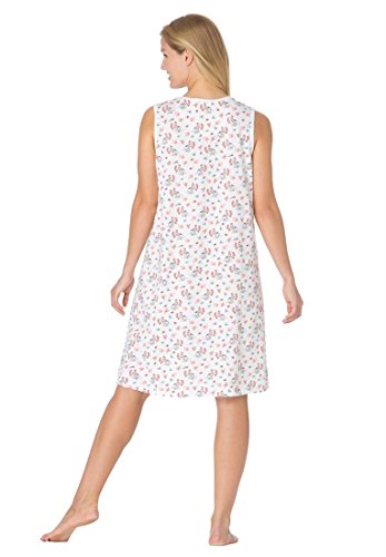 

Dreams & Co. Women's Plus Size Sleeveless Print Henley Sleepshirt