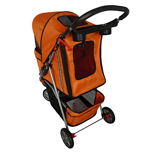 

Pingkay Classic Folding 3 Wheel Pet Stroller Carrier Dog Cat Orange