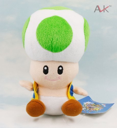Super Mario Bros Green Mushroom Toad Plush Doll Toy 7