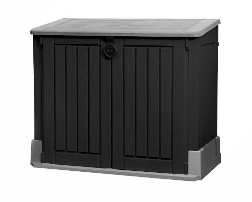 Tepro Keter 17197662 Plastic Storage Box Woodland Grey / Black with Gas Spring