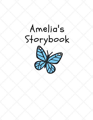 Amelia's Storybook: Children’s drawing and handwriting practice book ages 3 +, Pre K through 3rd grade, picture box with title, five lines below to write stories by avyanna sem