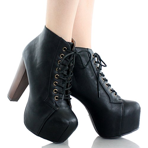 

Speed Limit 98 Womens Rosa Chunky High Heel Lace Up Ankle Boot Bootie