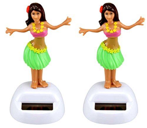 Solar Powered Dancing Hula Girl - Green Skirt, Pink Top (Qty 2)