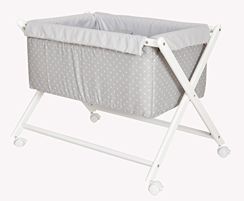 Minicuna Bebé Completa Gris topo Celeste, Colchón Antiahogo