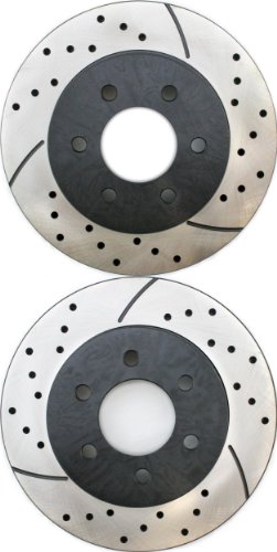 Prime Choice Auto Parts PR6384LR Performance Drilled and Slotted Brake Rotor Pair for Front
