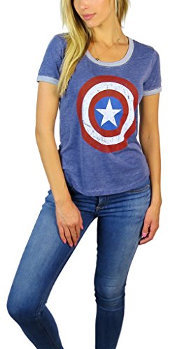 Marvel Womens Captain America Burnout Ringer Tee