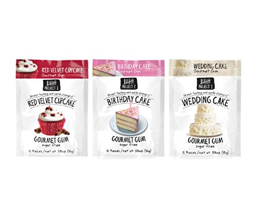 Project 7 Gourmet Gum - Red Velvet Cake, Birthday Cake, Wedding Cake 15g Each (3 Packs)
