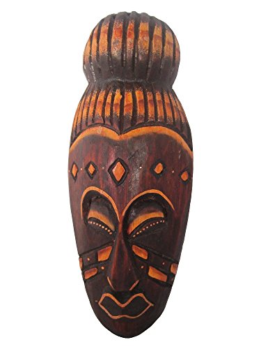 Serenity, African Tribal Wooden Mask, Hand Carved in Bali, 8 Inch