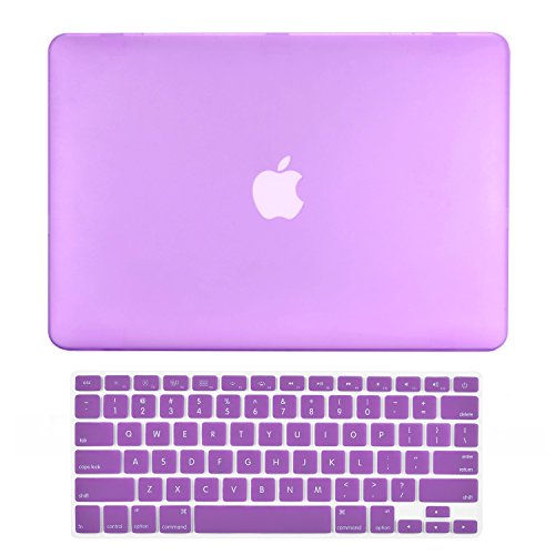 TopCase 2-in-1 Rubberized Hard Case and Keyboard Cover for Macbook Pro 15-Inch A1286 with TopCase Mouse Pad - Purple