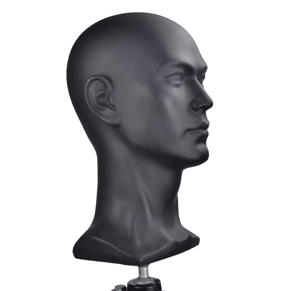 Testa di manichino professionale in pvc nero opaco per parrucche_voghion.com