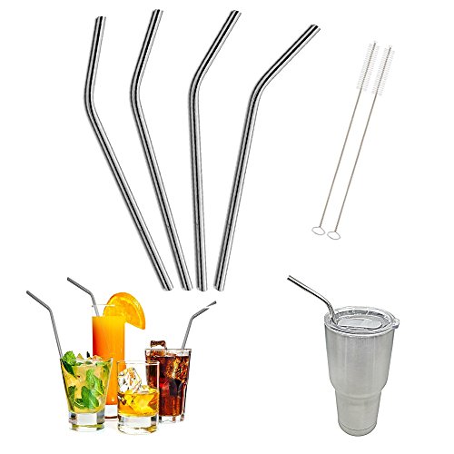 Rspic 10.5 Inch long Stainless Steel Straws for yeti and Cleaning Brush