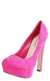 Mary01 Round Toe Suede Pumps HOT PINK