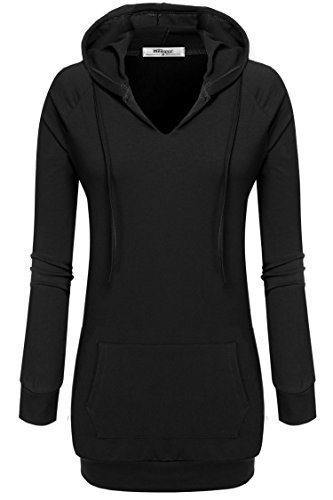 Meaneor Women's Long Sleeve Raglan Crewneck Tunic Sweatshirt String Hoodie