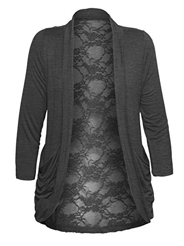 Women's Lace Back Lightweight Plus Size Cardigan with Drape Pockets