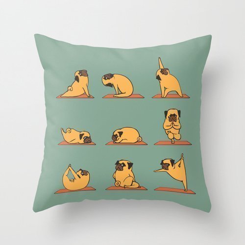 GORON Pillow Case,Pug Yoga Home Decorative Pillowcase,Sofa Pillow Cover 18