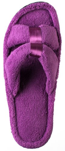 Beverly Rock Woman's SPA Terry Slide Slipper with Stiching And Satin, In Classy Colors