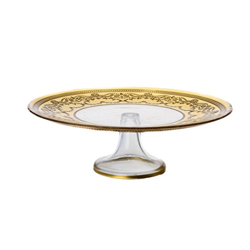 

Classic Touch CFPA803 Footed Cake Stand with Amber Edging and Gold Artwork, 12.6-Inch