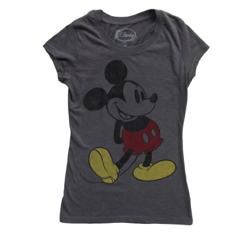 Mighty Fine Womens Classic Mickey Mouse Heather T-Shirt Silver