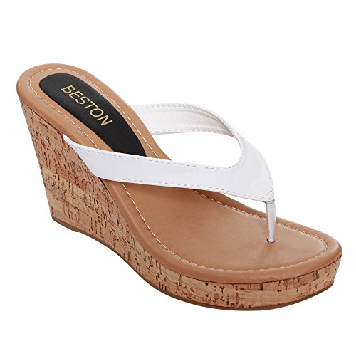 Beston EA45 Women's Platform Flip-Flop High Wedge Thong Sandals