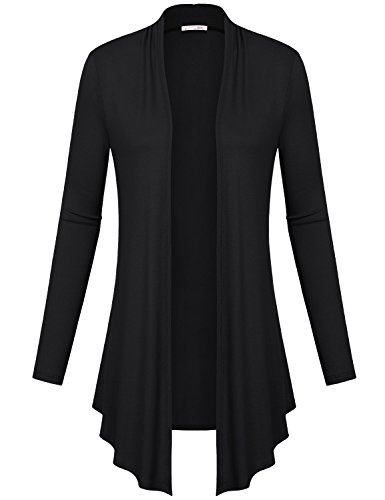 Messic Womens Open Front Long Sleeve Slim Soft Draped Cardigan Tops