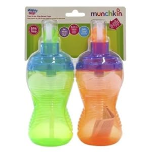 Munchkin Mighty Grip Flip Straw Cups 2-Pack, 10- Ounce (Colors Vary)