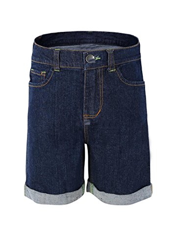 Bienzoe Girl's Denim High Waist Rolled Hem Stretchy Navy Jeans Shorts