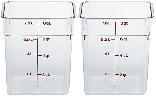 Cambro 8SFSCW135 CamSquare Polycarbonate Square Food Storage container, 8 Quart, 2-units