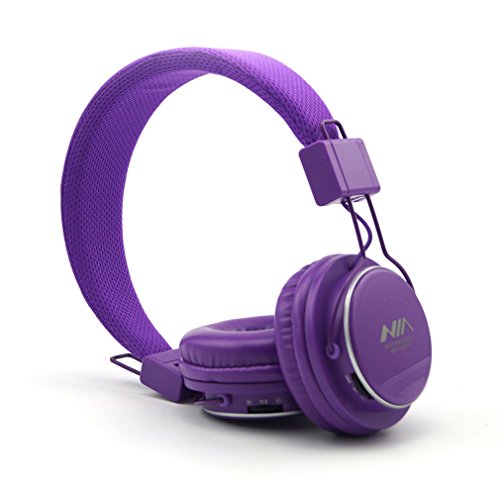 GranVela® A809 Lightweight Foldable Stereo Headphones Adjustable Headband Kids Headsets with Built-in FM Radio, Micro SD Card Player,3.5mm Jack for iPhone, iPad, Android, PC and More (Purple)