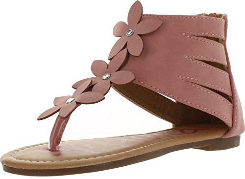 Daphne-23 Little Girls Flat Sandals with Flowers