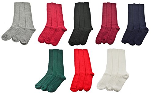Sierra Socks Women's Girl's Acrylic Cable Knit Knee High 3 Pair Pack