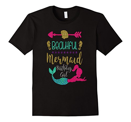 Birthday Girl Shirt Glitter Mermaid Daughter Girls Student