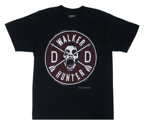 Walking Dead Daryl Dixon Wings and Walker Patch Two Sides Adult Black T-shirt